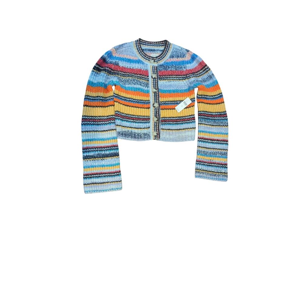 Pilcro Anthropologie Ribbed Multi Stripe Cardigan Sweater NWT - Picture 3 of 6